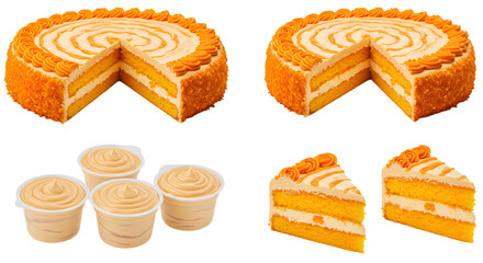 Delicious Orange Cream Cake with Frosting and Cupcake Filling - Perfect for Celebrations