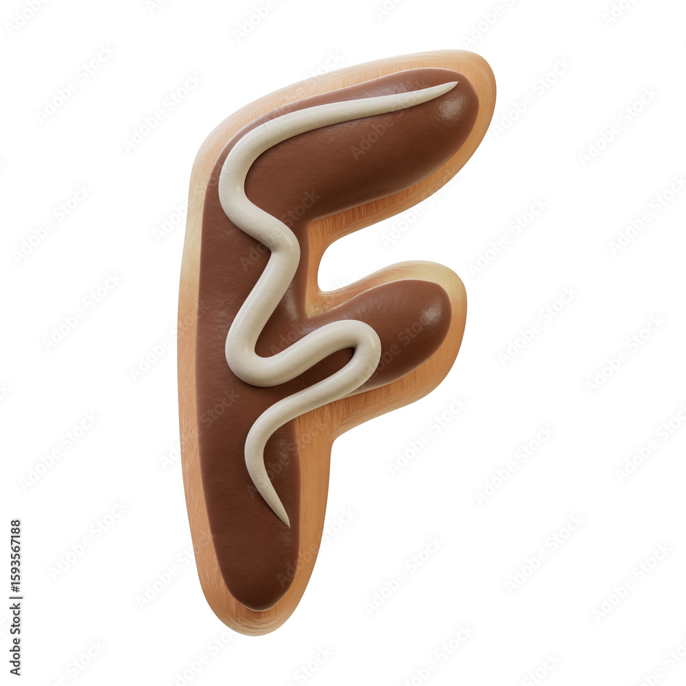 Fototapete 3d font.chocolate biscuit donut font concept. isometric alphabet. numbers and letters. 3d rendering 