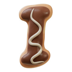3D Font.Chocolate Biscuit Donut Font Concept. Isometric Alphabet. Numbers And Letters. 3d rendering isolated on white background