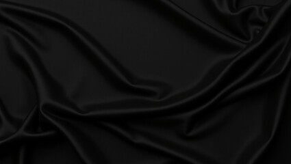 Elegant Black Silk Fabric Texture Background for Luxury Fashion and Design