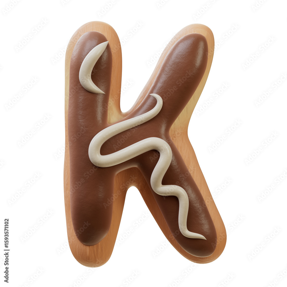 Fototapete 3d font.chocolate biscuit donut font concept. isometric alphabet. numbers and letters. 3d rendering 