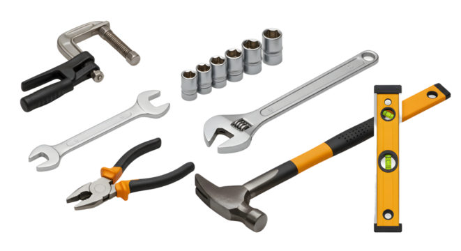 Collection of Professional Hand Tools for DIY Projects and Home Repair - Powered by Adobe