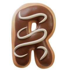 3D Font.Chocolate Biscuit Donut Font Concept. Isometric Alphabet. Numbers And Letters. 3d rendering isolated on white background