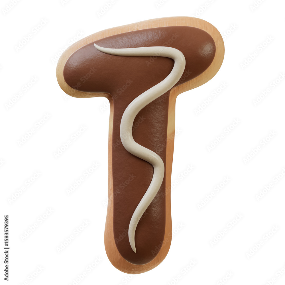 Fototapete 3d font.chocolate biscuit donut font concept. isometric alphabet. numbers and letters. 3d rendering 