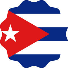 Cuban Flag with Star and Stripes in Decorative Shape.