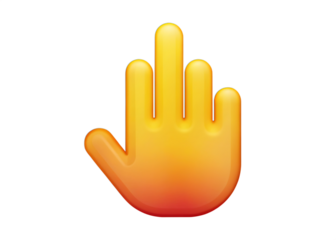 Raised Hand Emoji: A digitally rendered hand emoji, featuring a hand signal that may suggest defiance or dissent.