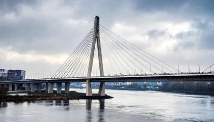Fototapeta premium Modern cable-stayed bridge over a river