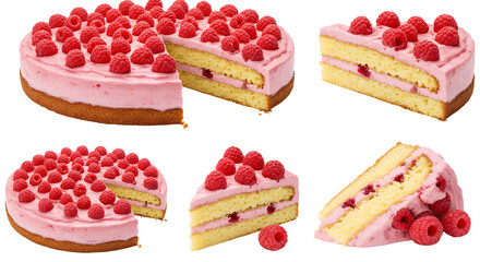 Delicious Raspberry Cream Cake with Slices - Perfect for Celebrations and Desserts