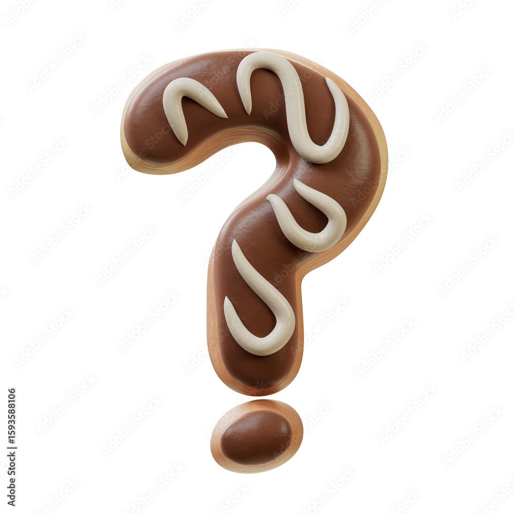 Fototapete 3d font.chocolate biscuit donut font concept. isometric alphabet. numbers and letters. 3d rendering 