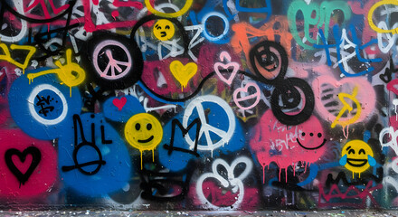 Colorful graffiti mural street art background