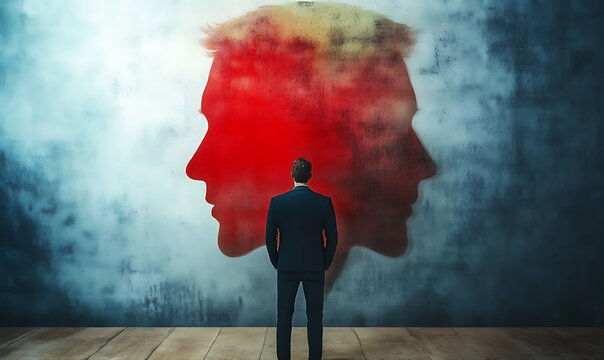 Unconscious bias concept - attitudes or stereotypes that affect our understanding, actions, and decisions in an unconscious manner. Implicit bias. Social norms or cultural influences. Man and notes.