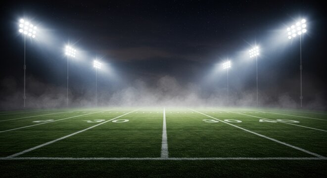 Night Football Field, Stadium Lights - Dramatic Lighting: The use o.