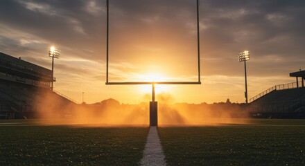 Sunset Football Field Goalpost - Golden Hour Photography