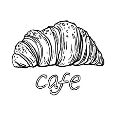 Croissant vector logo template. Food illustration. Bread