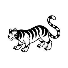 Vector art of a cartoon tiger walking, isolated on white background
