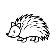 Vector art of a cute cartoon hedgehog standing, isolated on white background