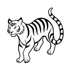 Fototapeta premium Vector art of a majestic tiger with black stripes isolated on white background