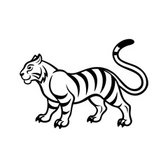 Vector art of a powerful tiger prowling isolated on white background