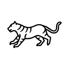 Vector art of a tiger walks isolated on white background in a simple drawing