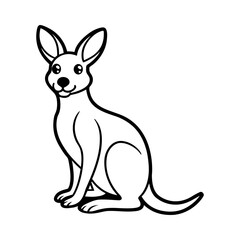 Vector art of a cartoon kangaroo sits isolated on white background in a drawing