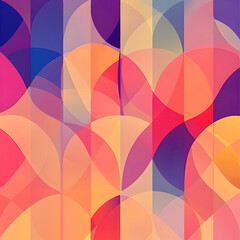 Abstract design of overlapping semi-circles with gradient colors. Vertical alignment gives a repeating pattern
