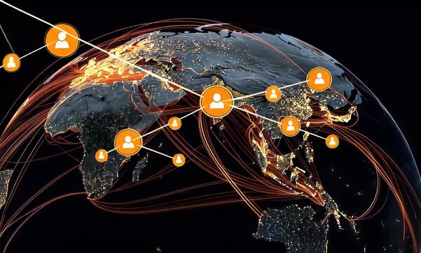 Global Connections Flowing Across Continents Animation