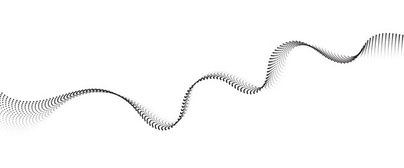 Flowing Dot Wave halftone gradient pattern on transparent background	