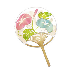 あさがお柄のうちわ