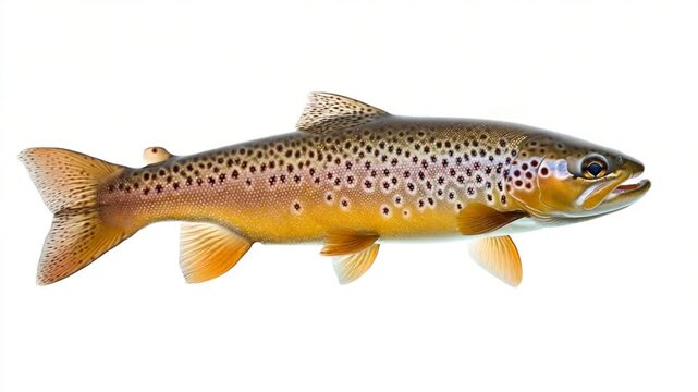 Detailed Brown Trout Illustration on White Background showcasing its unique and striking features
