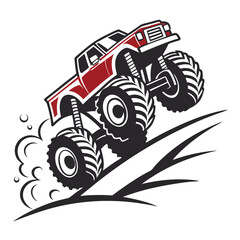 Powerful Monster Truck Jumping Off a Ramp Illustration