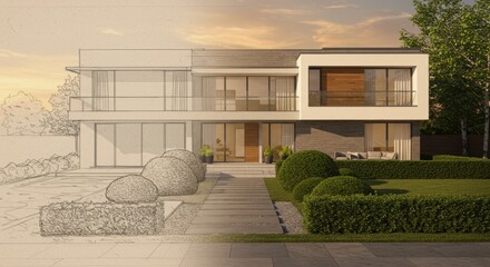 Modern House Design Sketch to Reality - Before & After