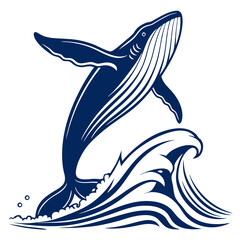 Fototapeta premium Majestic Whale Jumping Out of Ocean Wave Vector Illustration