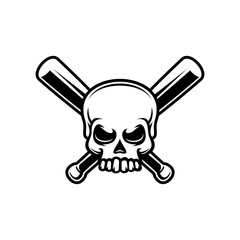 baseball sport, skull and crossed sticks