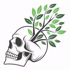 Fototapeta premium Life and Death Concept - Plant Growing from Human Skull