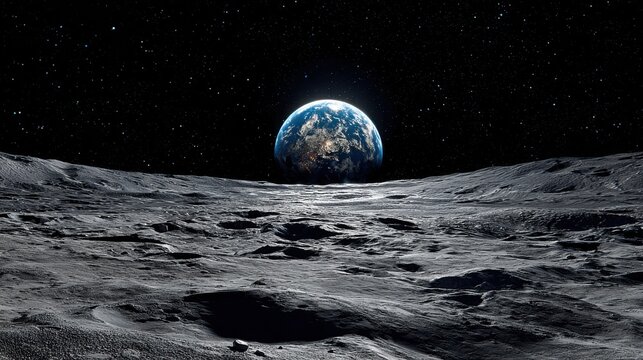 Earthrise from the Moon s Surface A Cosmic View of Our Home Planet from Space