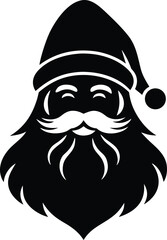 bearded santa claus vector icon.
