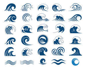 marine wave patterns in circular and linear styles
