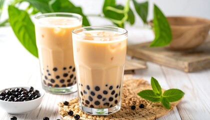 Two glasses of bubble tea