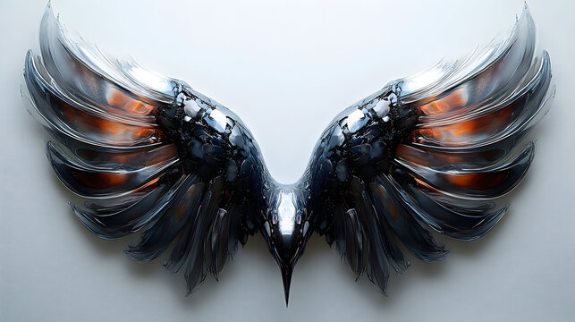 Metal bird wings spread wide - Powered by Adobe