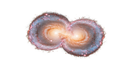 Stunning Visual of Merging Galaxies in Vibrant Colors - Cosmic Phenomenon