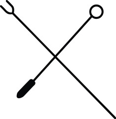 vector illustration of a set of a black and white fishing hooks