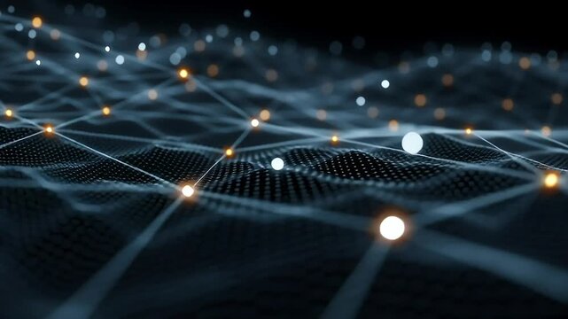 Abstract Digital Network with Glowing Nodes and Lines with ai generated