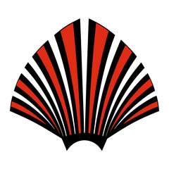 Striking geometric fan graphic in red and black offers bold, clean lines suitable for modern design applications and creative projects.