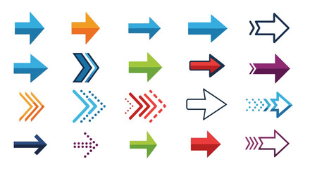 Collection of colorful directional arrows in various styles.