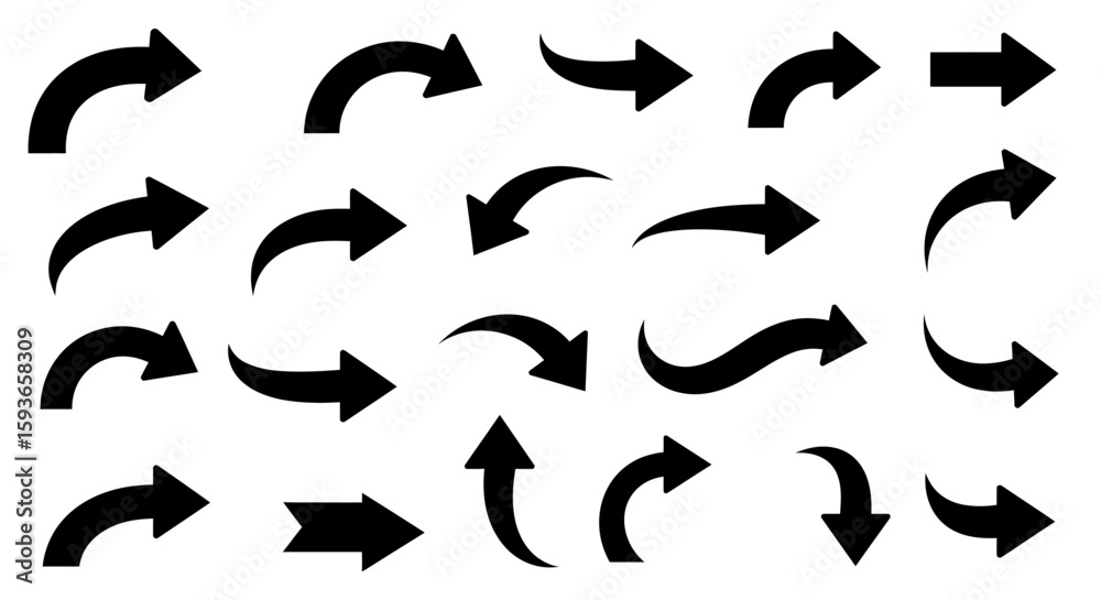 Fototapete versatile arrow set directional icons for graphics and ui design, representing movement and progress