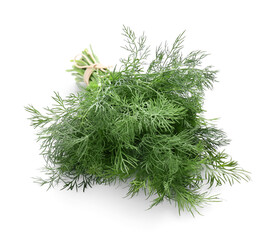 Bunch of fresh green dill on white background