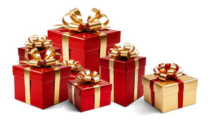 red and gold gift boxes, christmas presents