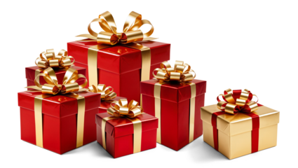 red and gold gift boxes, christmas presents