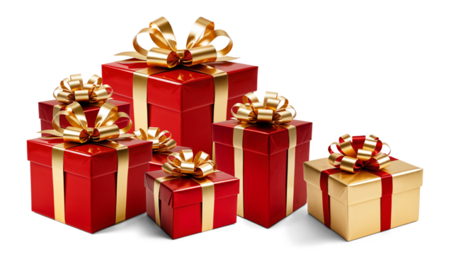 red and gold gift boxes, christmas presents