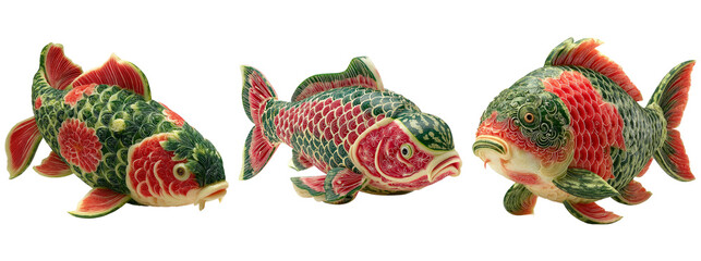 Colorful Carved Fish Figurines for Home Decor and Craft Projects
